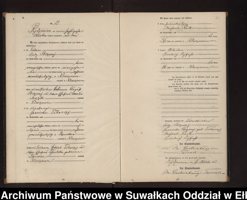 image.from.unit.number "Heirtahs-Neben-Register des Preussischen Standes-Amtes Rydzewen Kreis Lötzen"
