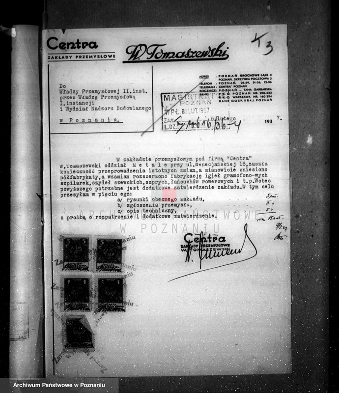 Obraz 7 z jednostki "Projekt urządzenia zmian zakładu przemysłowego fabryki "Centra" ulica Wenecjańska nr 16"