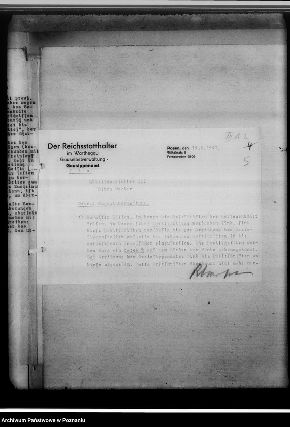 Obraz 9 z jednostki "Sicherung und Verwahrung des Schriftgutes"