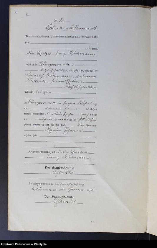 Obraz 4 z jednostki "Geburts-Neben-Register Nr 1 - 26"