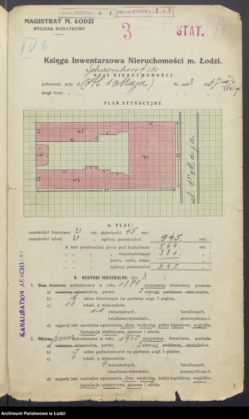 image.from.unit.number "Księga inwentarzowa nieruchomości m. Łodzi al. 1 Maja"