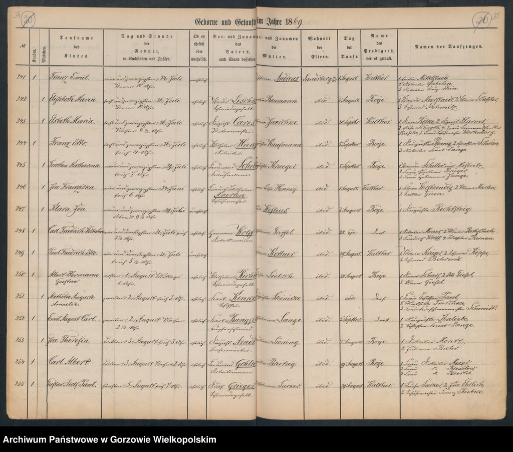 image.from.unit.number "Duplikate der Hauptkirche zu Landsberg an der Warthe (zawiera także księgę zgonów Konko5rdien, reformirte und Militair Kirchen Gemeinde z 1869 r.)"