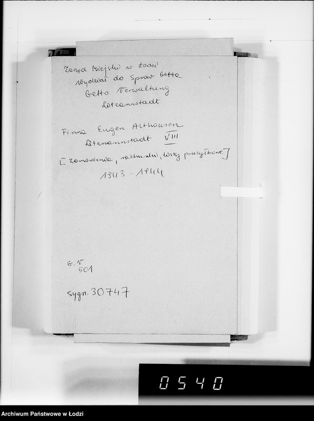 Obraz 4 z jednostki "Firma Eugen Althausen Litzmannstadt VIII [Zamówienia, rachunki, listy przesyłkowe]"