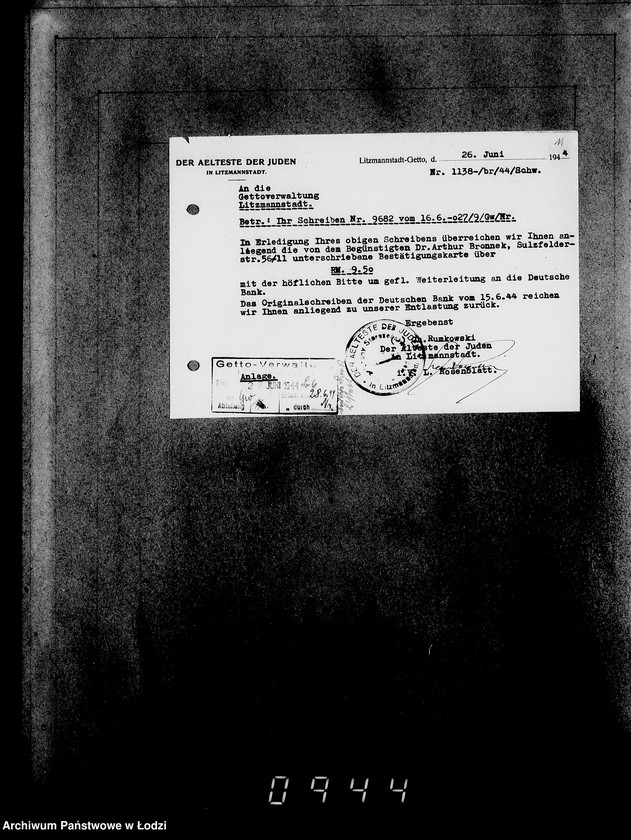 Obraz 15 z jednostki "Korrespondenz mit dem Ältesten der Juden"