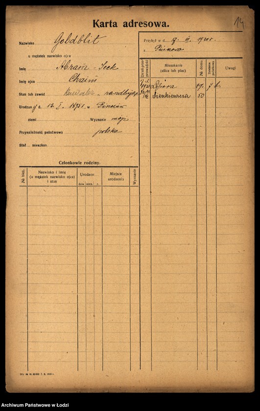 Obraz 16 z jednostki "[Spis ludności Łodzi] Goldberszt - Goldkrant"