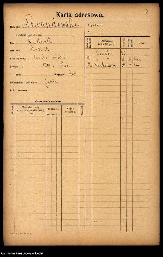 Obraz 10 z jednostki "[Spis ludności Łodzi] Lewandowski - Lewertow"