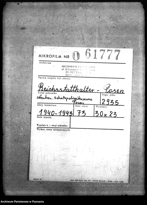 Obraz 2 z jednostki "Neubau. Schutzpolizeikaserne Posen"