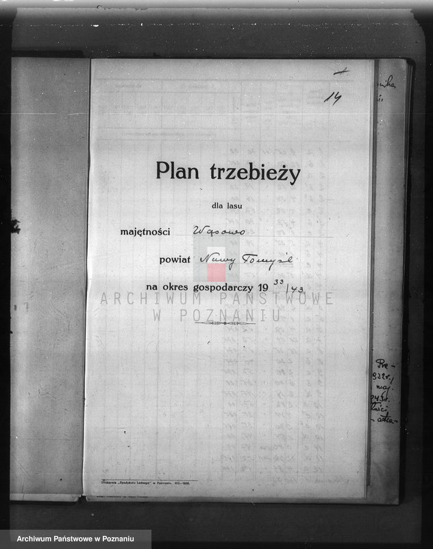 Obraz 18 z jednostki "Plan urządzenia gospodarstwa leśnego dla lasu majętności Wąsowo w powiecie nowotomyskim 1933-1943"