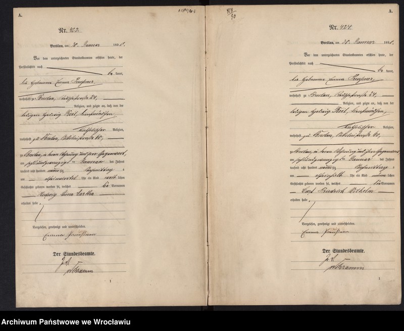 image.from.unit.number "Geburts-Haupt-Register Breslau I 1890 Band 2"