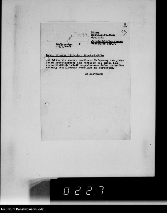 Obraz 6 z jednostki "Sonderkonto 12300. Arbeitsamt Hohensalza Lager:Amsee (Reuther- Tiefbau), Hohensalza Amsee, (Continentale Wasserwerk- Gesellschaft), Bahnhof Hohensalza (Otto Quast), Jakschitz (Otto Quast), Weidener Weiche, Reichsbahn (Otto Quast)."
