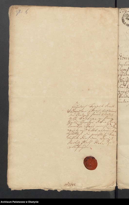 image.from.unit.number "In S. [Sachen] des Friedrichs Ernst Boguslav von Auer den Verkauff seines Guths Pollennen an seine Schwester Maria Charlotta Dorothea von Auer verehelichte von Borewitz"