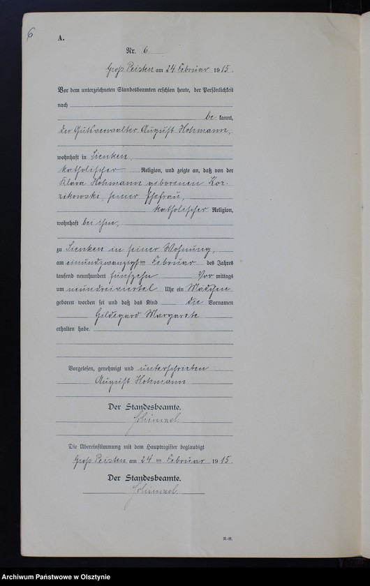 image.from.unit.number "Geburts-Neben-Register Nr 1 - 22 [Księga urodzeń- wtóropis ]"