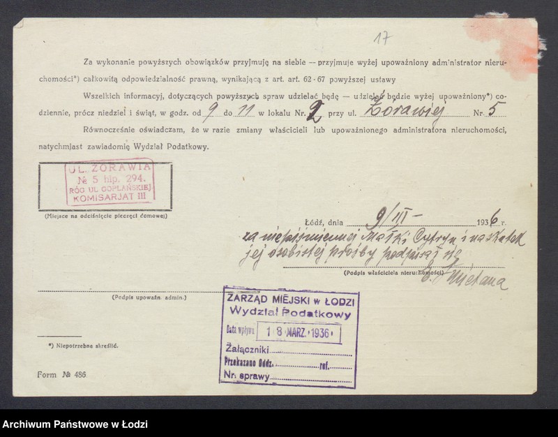 image.from.unit.number "Księga inwentarzowa nieruchomości m. Łodzi ul. Żurawia"