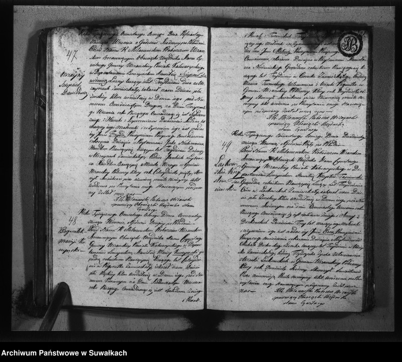 image.from.unit.number "Księga do zapisywania aktów cywilnych urodzenia gminy wiżajńskiey, departamentu łomżyńskiego, powiatu kalwaryjskiego"