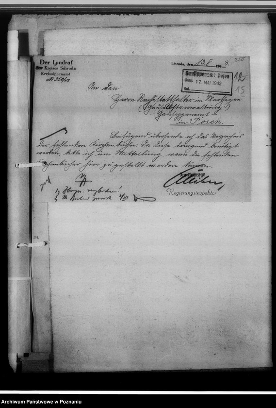 Obraz 19 z jednostki "[Korespondencja w sprawach organizacyjnych, sprawozdanie z działalności], Kreissippenamt Schroda [Środa]"