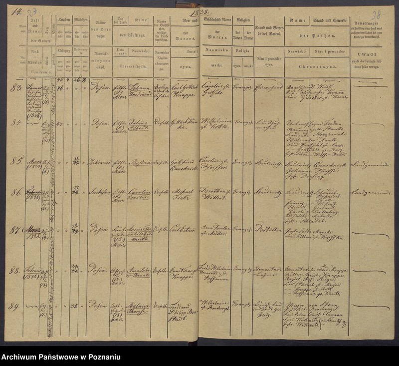 Obraz 17 z jednostki "[Akta urodzeń i chrztów, zgonów i pogrzebów, zapowiedzi i ślubów]"