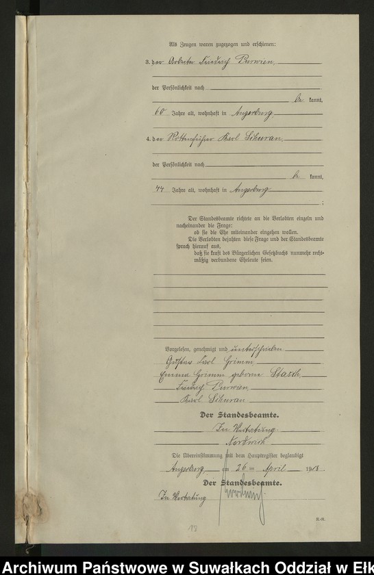 image.from.unit.number "B2. Heirats - Register (Neben - Register) Standesamt Angerburg einschl. der Bezirke Prinowen, Gr. Strengeln, Kehlen und Prinowen Kreis Angerburg"