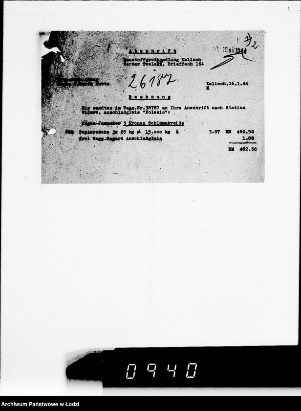 Obraz 5 z jednostki "[Korespondencja dotycząca realizacji zamówień na różne wyroby, sprawozdania z dostaw, sprawozdania z konferencji w Berlinie i Poznaniu składane przez funkcjonariuszy G.V.]"