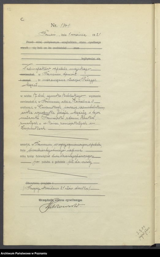 Obraz 14 z jednostki "Księga miejscowa zgonów tom IV [Rejestr główny zgonów]"