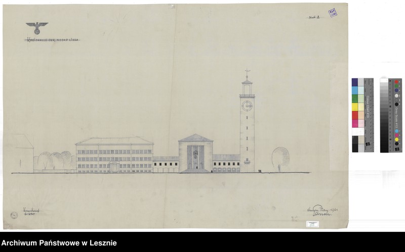 Obraz 2 z jednostki "Leszno miasto. Koncepcja architektoniczno-budowlana projektowanej auli przy budynku NSDAP (obecnie Zespół Szkół Nr 4, budynek niezrealizowany)."
