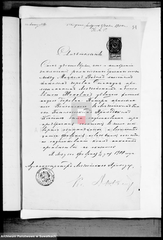 image.from.unit.number "Dokumenty Vejsejskogo Rimsko-Katoličeskogo Prichoda za 1900 god"