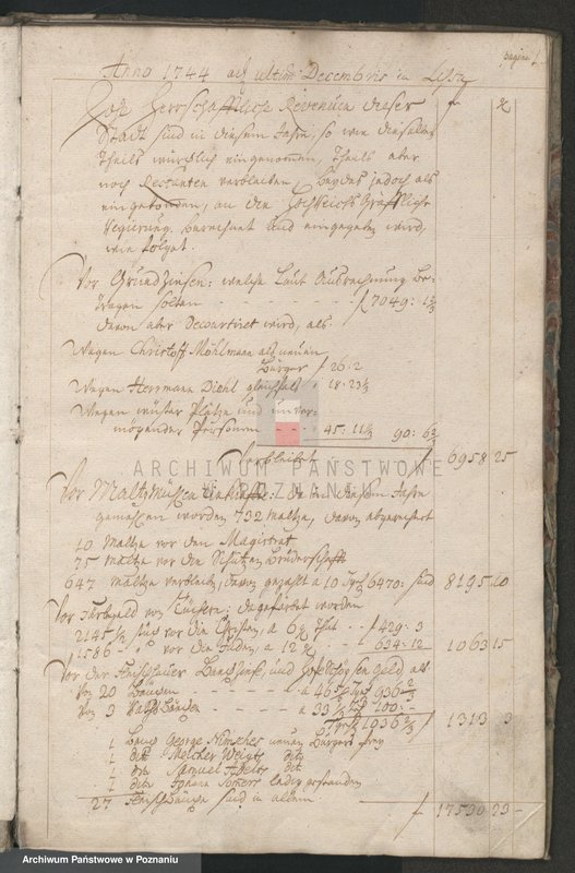 image.from.unit.number "Rechnung der Stadt Lissa; język niemiecki"