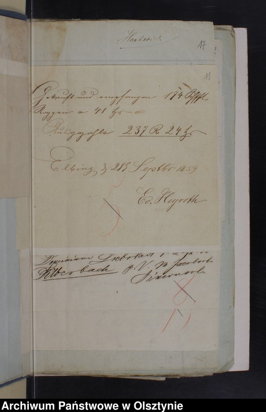 image.from.unit.number "Beläge pro 1859/60 von Geld Rechnung Silberbach"