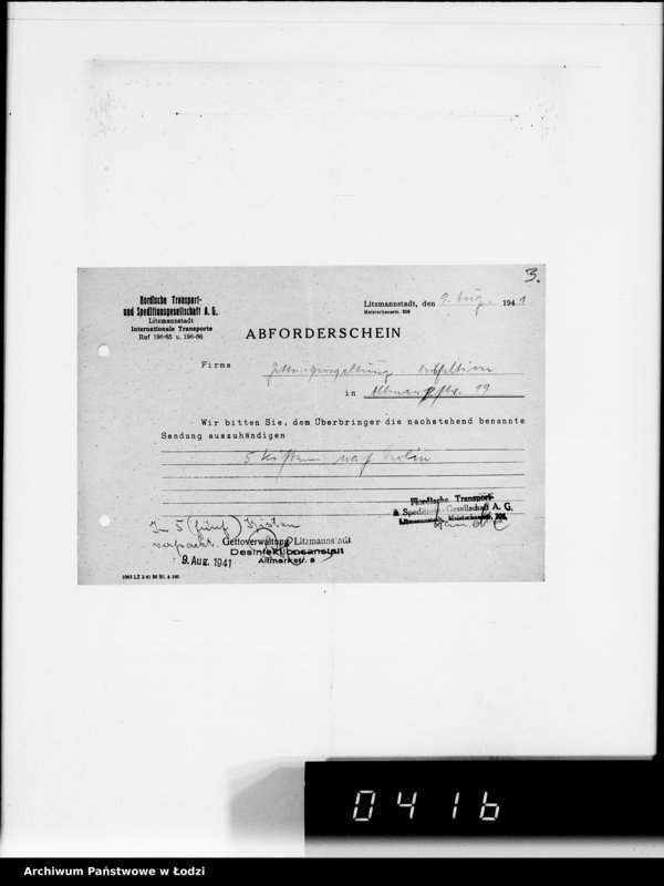 Obraz 7 z jednostki "[Dowody dostawy odzieży dla firmy dla Asmann u.Co.Berlin"