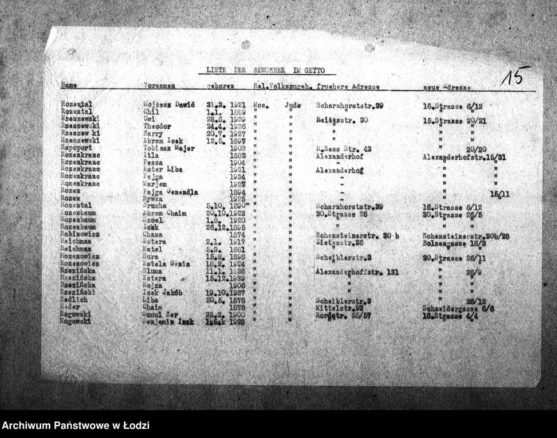 Obraz 19 z jednostki "[Alfabetyczny spis mieszkańców getta. Litera R]"