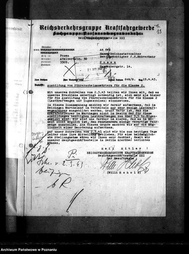 Obraz 17 z jednostki "Ausbildung von Führerscheinanwärtern für die Klasse 2. Beschlagnahme polnischer Fuhrunternehmen. Schmiede in Verkehrsbetrieben."