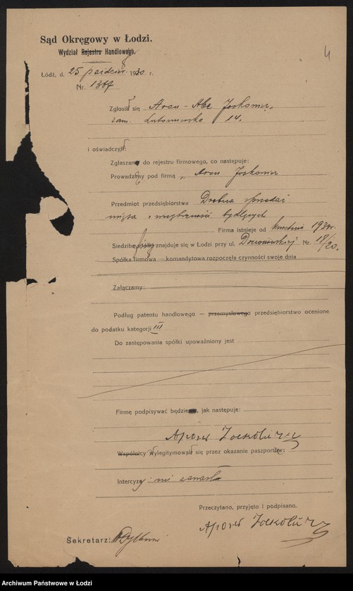 Obraz 7 z jednostki "Aron Joskowicz- sprzedaż mięsa i wnętrzności bydlęcych"