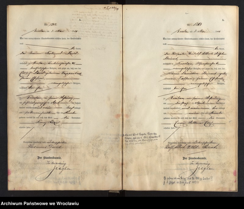 image.from.unit.number "Geburts-Haupt-Register Breslau I 1909 Band 4"