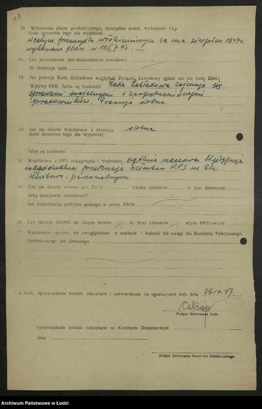 Obraz 12 z jednostki "Sprawozdania Referatu Sprawozdawczego dotyczące Plenum KC (lipiec, sierpień), wzrostu szeregów partyjnych"