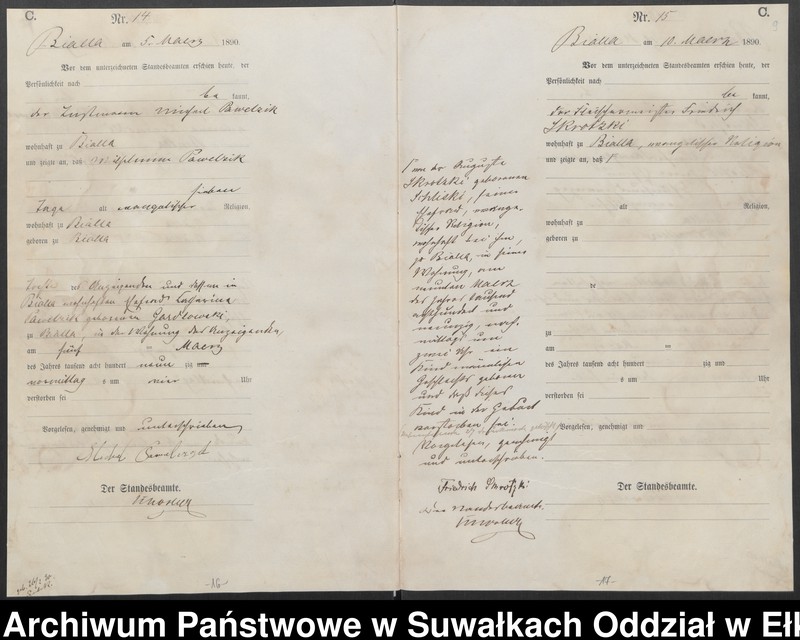 image.from.unit.number "Sterbe-Haupt-Register des Königlichen Preussischen Standes-Amtes Bialla Kreis Johannisburg"