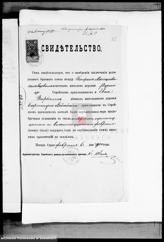 image.from.unit.number "Dokumenty Vejsejskogo Rimsko-Katoličeskogo Prichoda za 1900 god"