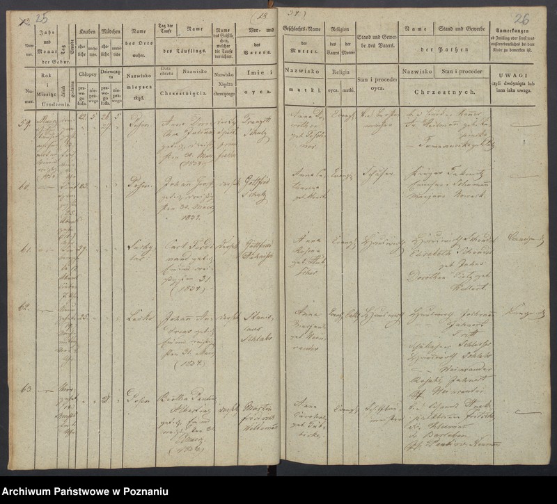 Obraz 16 z jednostki "[Akta urodzeń i chrztów, zgonów i pogrzebów, zapowiedzi i ślubów]"