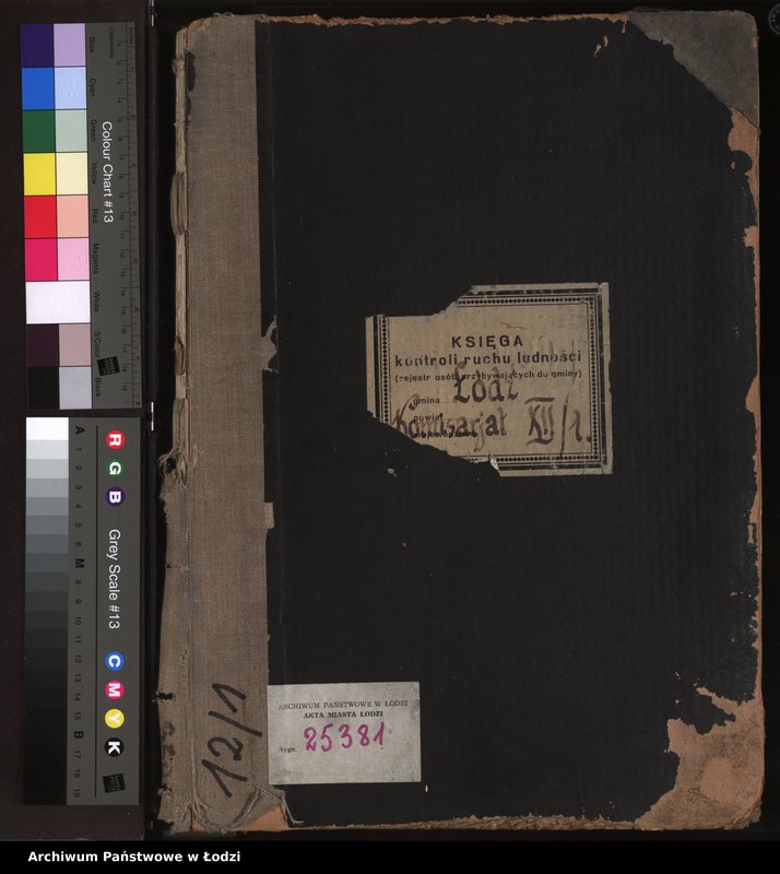Obraz 2 z jednostki "Księga kontroli ruchu ludności (rejestr osób przybywających do gminy) Łódź, komisariat XII, ks. I, nr 1-3598"
