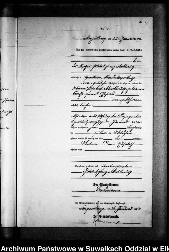 image.from.unit.number "Geburts-Neben-Register des Preussischen Standes-Amtes Gr. Strengeln Kreis Angerburg"