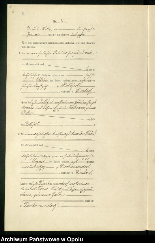 Obraz 10 z jednostki "Heirats-Register (Neben-Register) Standesamt Deutsch-Wette 1910"