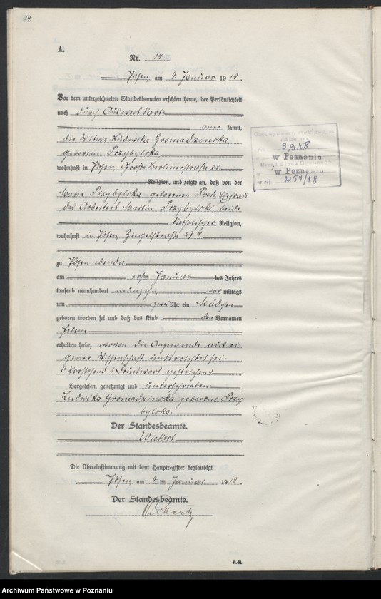 Obraz 16 z jednostki "Księga urodzeń odpis tom I [Rejestr poboczny urodzeń]"