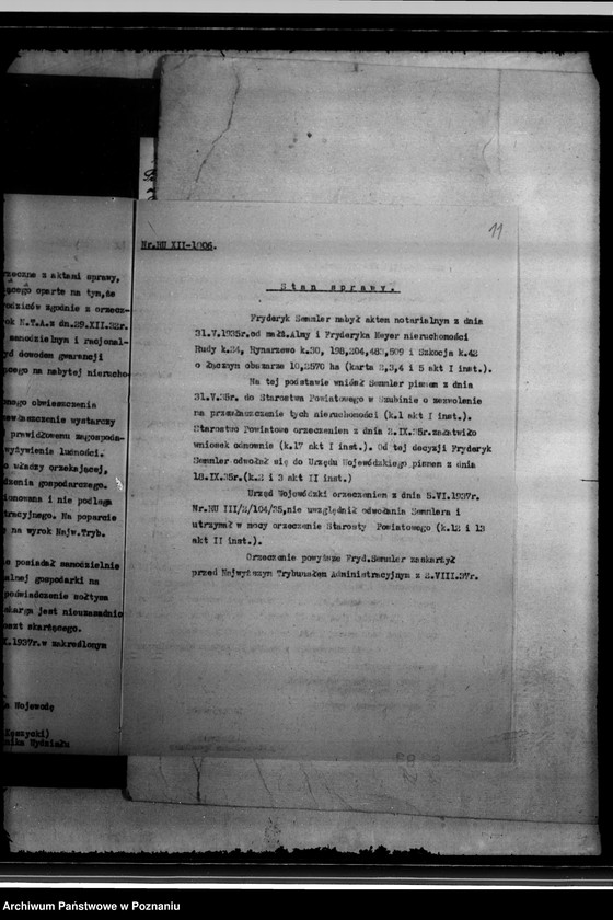 Obraz 15 z jednostki "Friedrich Semmler Skarga do Najwyższego Trybunału Administracyjnego na decyzję Wojewody Poznańskiego z dnia 5.VI.1937 r. /sprawy przewłaszczenia/"