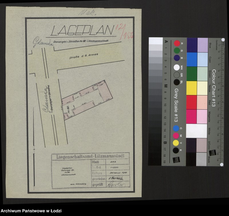 Obraz 1 z jednostki "Lageplan Danziger-Strasse Nr 82 Litzmannstadt"
