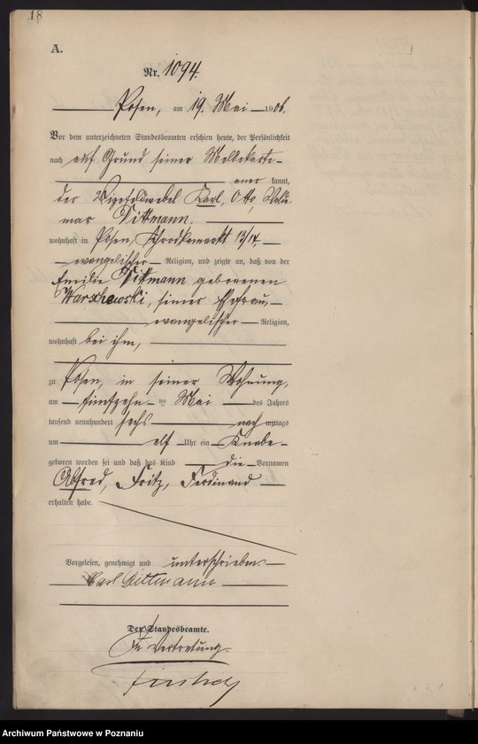 Obraz 20 z jednostki "Księga miejscowa urodzeń tom III"