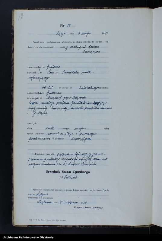 image.from.unit.number "Księga zgonów Nr 1 - 44,1 - 55,1 - 41,1 - 60,1 - 44,1 - 40 i 1 - 47 /brak 1885 - 1886,1888 i 1890/ /przepisana w języku polskim z oryginału niemieckiego w dniach 11.08.-9.09.1950/"