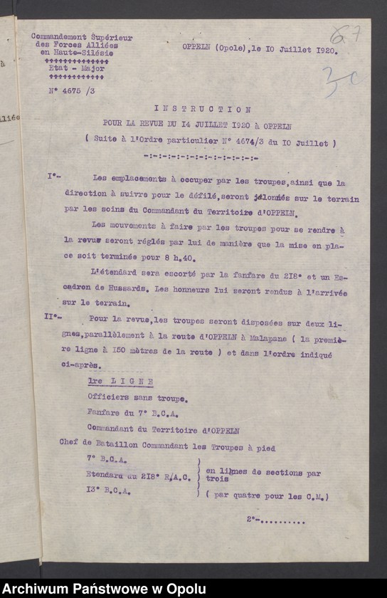 image.from.unit.number "Sorties /Korespondencja własna wychodząca, pisma, zarządzenia, sprawozdania/ 10.07. -28.10.1920"