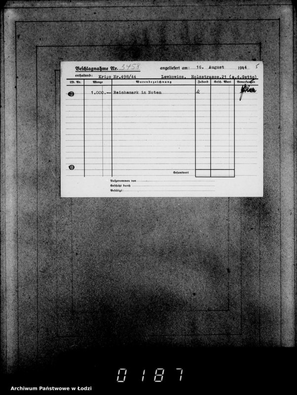 Obraz 9 z jednostki "Kripo 3201-33462 [Kartoteka skonfiskowanego majątku ruchomego u Żydów]"