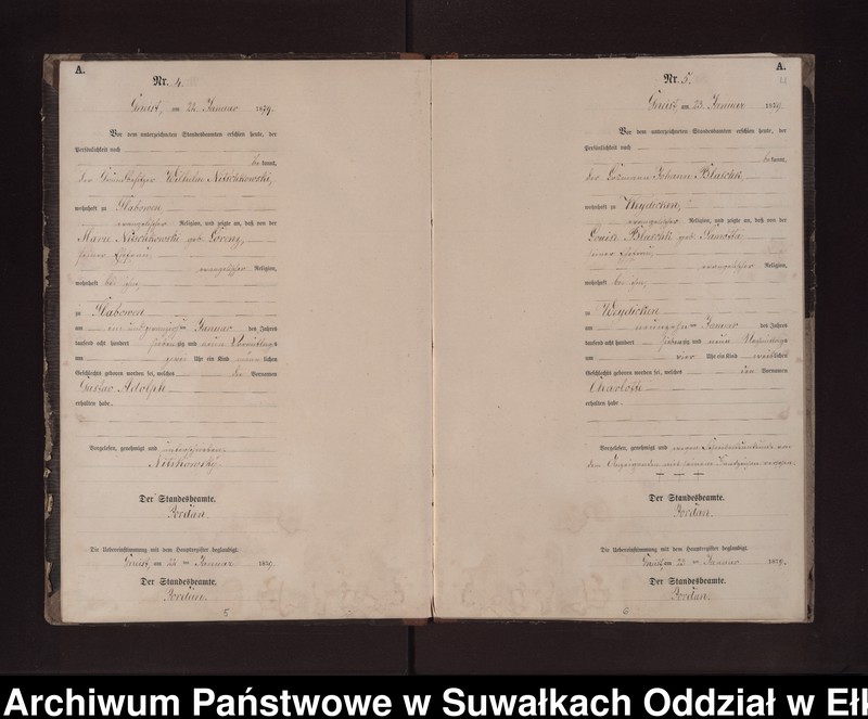 image.from.unit.number "Geburts-Neben-Register des Preussischen Standes-Amtes Gneist Kreis Loetzen"