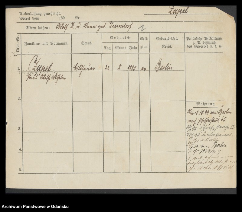 image.from.unit.number "Karty meldunkowe: Zapel - Zeitz"