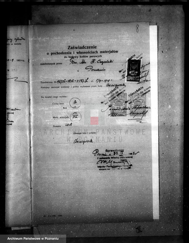 Obraz 11 z jednostki "Fabryka H. Cegielski w Poznaniu T. A. nr porz. kotła 239"