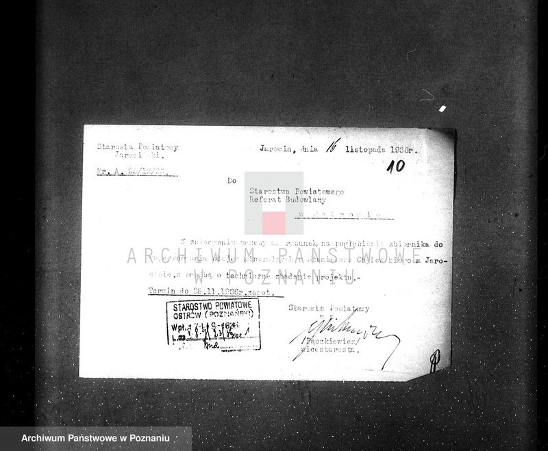 Obraz 14 z jednostki "Zatwierdzenie projektu zakładu przemysłowego urządzenia kotłowni nr 449, własność F. Krukowski w Jarocinie Przemiał zboża"